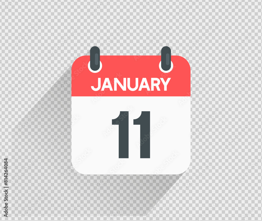 January 11 Calendar icon vector illustration Blank background