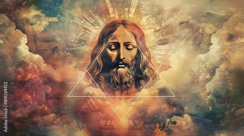 Trinity Sunday. Illustration of a poster for Trinity Sunday, May 26. On this holiday, Christians celebrate the Holy Trinity consisting of God, the Father; Jesus, the Son; and the Holy Spirit photo