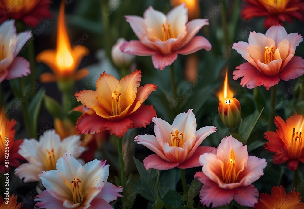 flowers that bloom with flames, generative AI flowers that bloom with flames, generative AI