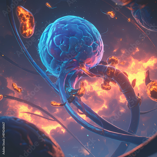 Vivid 3D Rendering of Renal Cancer, A Stunning Depiction for Professional Use photo