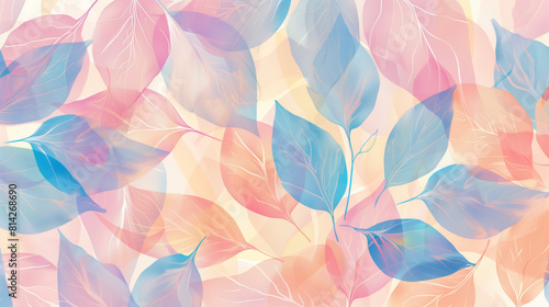 Pastel Leaves Pattern  Soft Multicolor Design  Nature-Inspired Background  