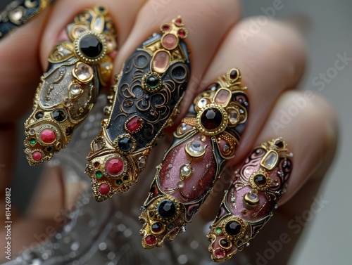 intricate and unique nail art design photo