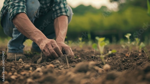 man placing seeds on dirt