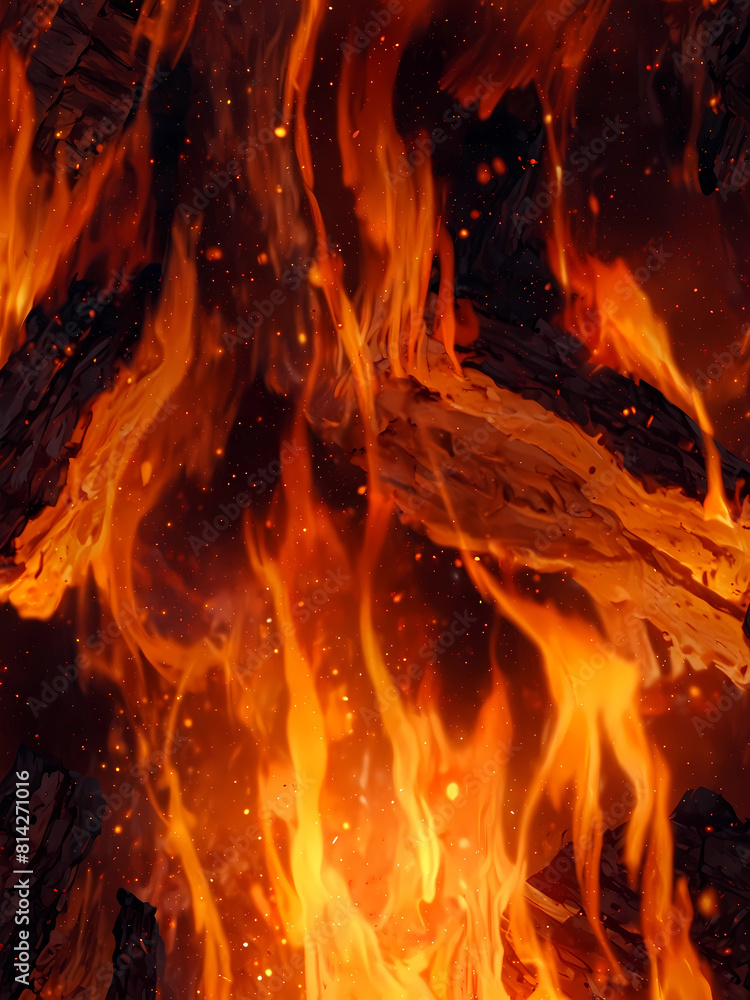 Fototapeta premium fire close-up with starry background