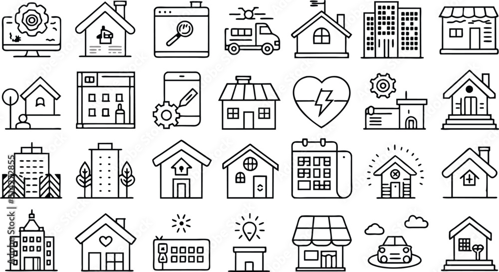 a set of home icon. Linear icon collection, Editable stroke, Vector illustration. a set of home icon. Linear icon collection, Editable stroke, Vector illustration.