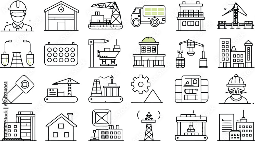 Build and construction icon set, Solid icon collection, Editable stroke. Vector illustration. Build and construction icon set, Solid icon collection, Editable stroke. Vector illustration.