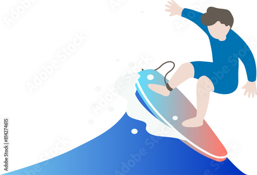 波とサーファーのイラスト