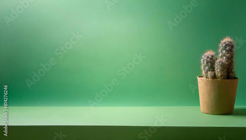 パステルグリーンの部屋。奥行きのある緑色の空間。無地素材。レイアウト。Pastel green room. A deep green space. Plain material. layout.