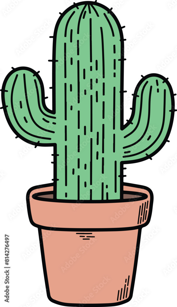 Cactus on pottery illustration Cactus on pottery illustration
