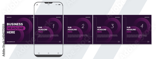 Set of LinkedIn carousel post, editable business social media Instagram carousel post template