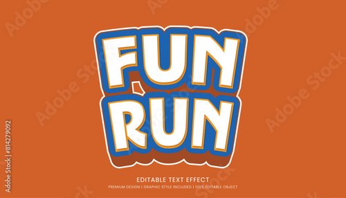 fun run text effect template editable design for business logo and brand
