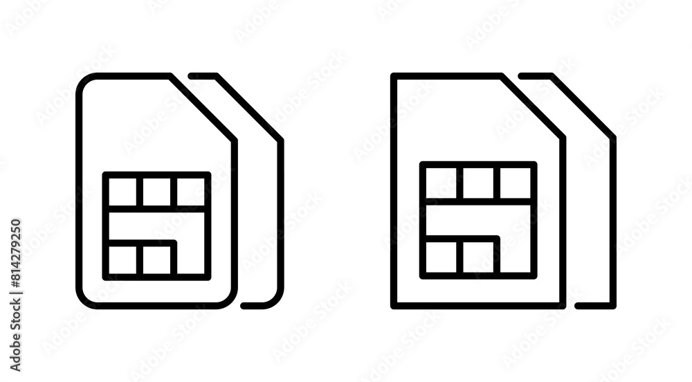 Sim card icon set. dual sim card icon vector Sim card icon set. dual sim card icon vector