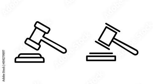 Gavel icon set. judge gavel icon vector. law icon vector. auction hammer