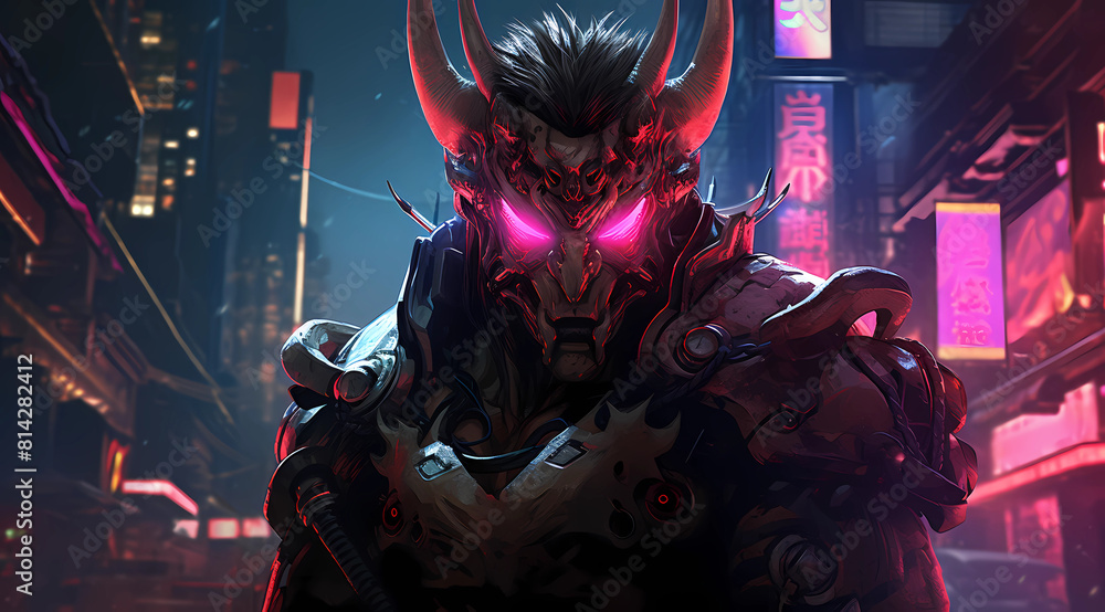 A cyberpunk samurai warrior