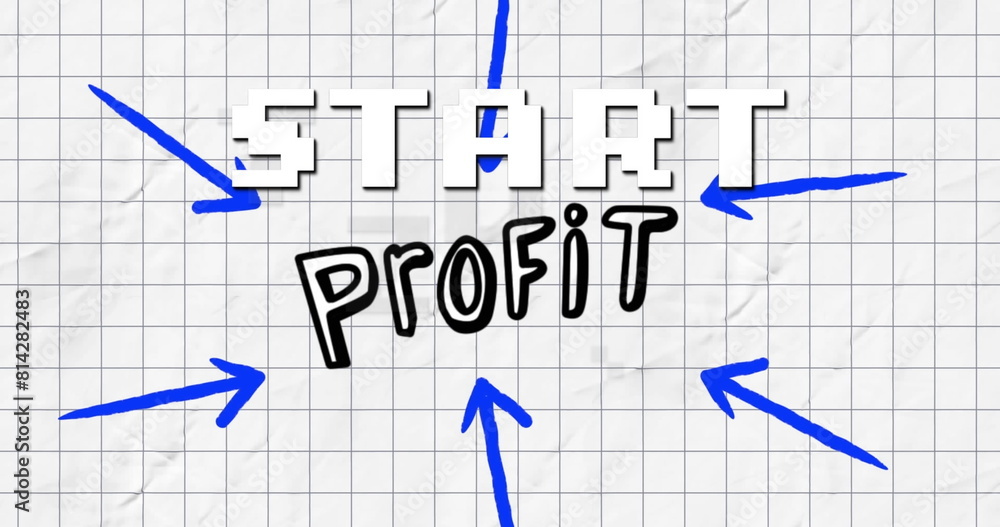 Image of profit start in digital abstract space with arrows Image of profit start in digital abstract space with arrows