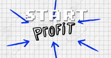 Image of profit start in digital abstract space with arrows