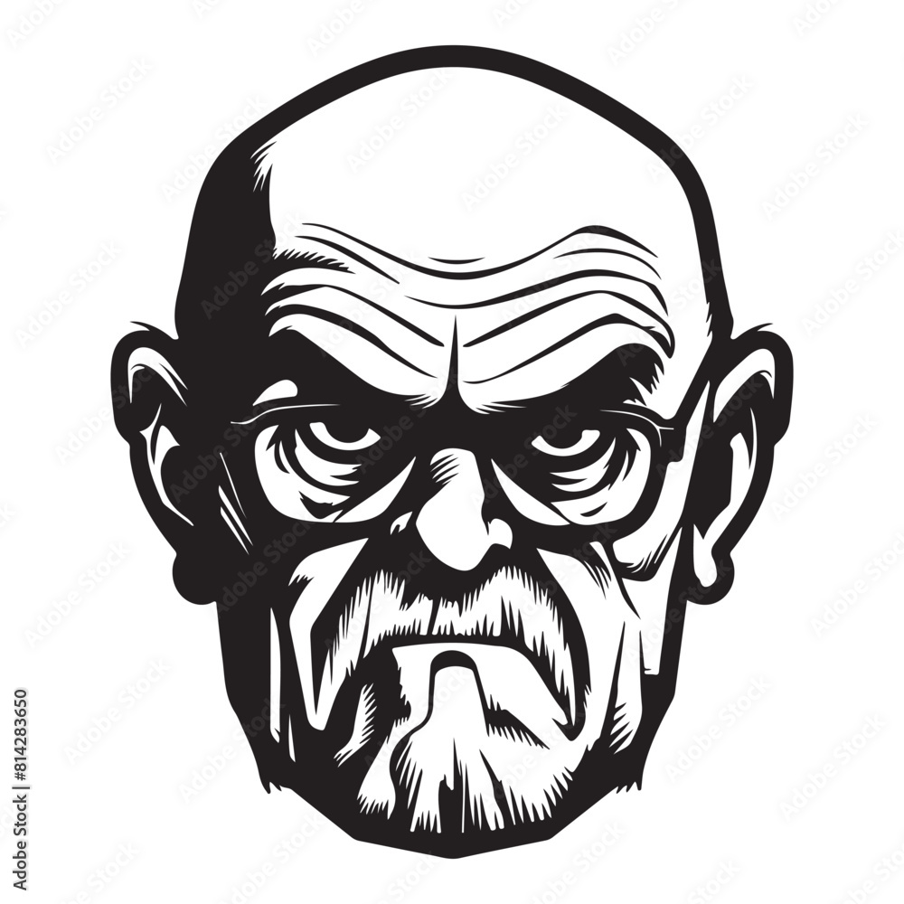 Elderly Ire Iconic Angry Old Guy Emblem in Vector Elderly Ire Iconic Angry Old Guy Emblem in Vector