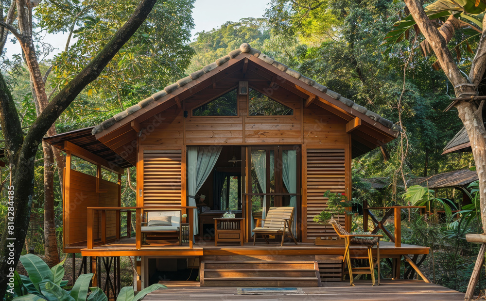 Cozy wooden cabin nestled in green forest - A tranquil wooden cabin with a welcoming porch surrounded by lush greenery, symbolizing peaceful retreats in nature Cozy wooden cabin nestled in green forest - A tranquil wooden cabin with a welcoming porch surrounded by lush greenery, symbolizing peaceful retreats in nature