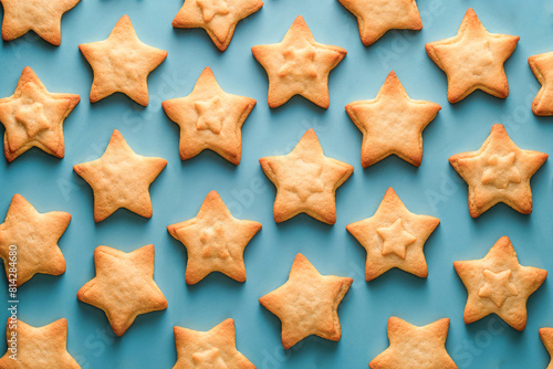Star Shaped Cookies on a Plain Background for Winter Holidays