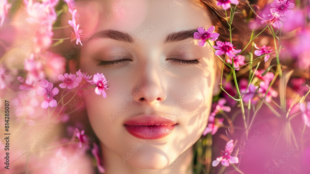portrait of a woman with flowers portrait of a woman with flowers