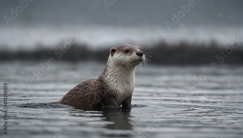 In a world of pure white, a solitary otter floats, its sleek silhouette a graceful contrast against the pristine canvas, embodying playfulness amidst the emptiness ai_generated