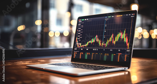 laptop displaying realtime stock market data