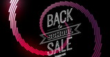 Image of back to school over pink spiral and black background