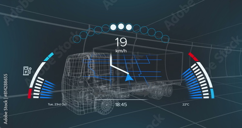 Image of car drawing over car drawing spinning on black background