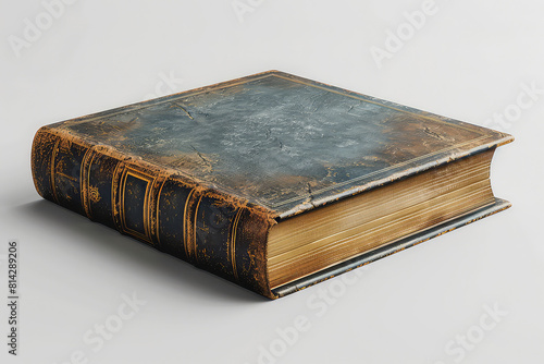 Old blank book on gray background