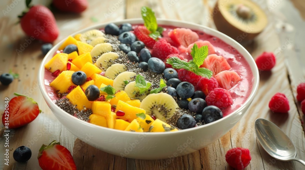 Develop a unique smoothie bowl recipe inspired by exotic fruits and superfoods, incorporating unexpected flavor combinations and nutritious ingredients