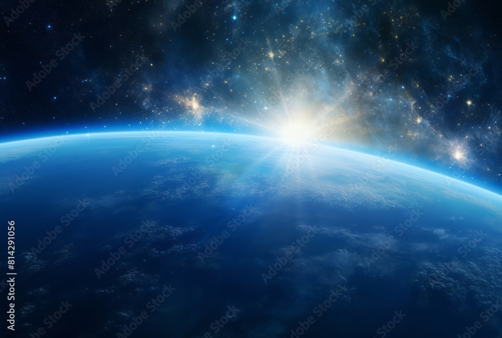 Earth is visible from space, its spiritual resonance, sunrays shining upon it, post-apocalyptic themes, and romantic atmosphere apparent. Earth is visible from space, its spiritual resonance, sunrays shining upon it, post-apocalyptic themes, and romantic atmosphere apparent.