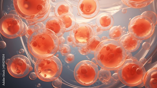 Human keratinocytes in royalty-free images, their realistic depictions of everyday life and dramatic lighting apparent in light navy and orange. photo