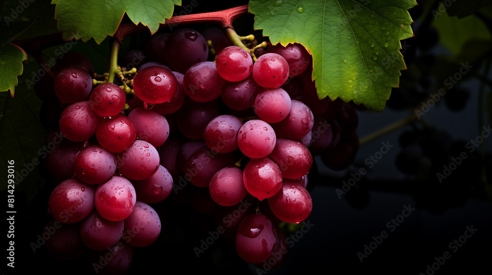 Fototapeta premium photo of red grapes on the tree,close up