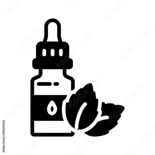 Vector solid black icon for Peppermint oil
