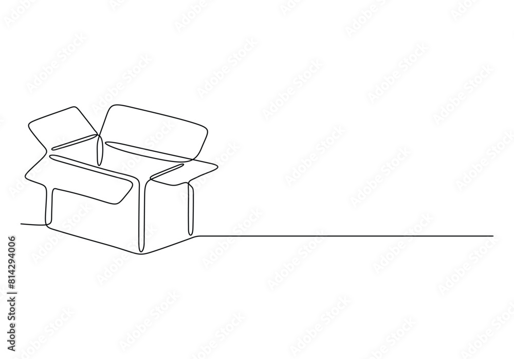 Continuous one line drawing of open box vector illustration. Pro vector Continuous one line drawing of open box vector illustration. Pro vector