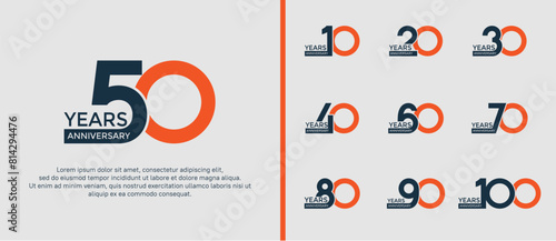 anniversary logo style set with black and orange color can be use for celebration moment