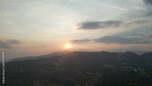 Drone Shot of Sunset Over Turrucares Alajuela, Costa Rica photo