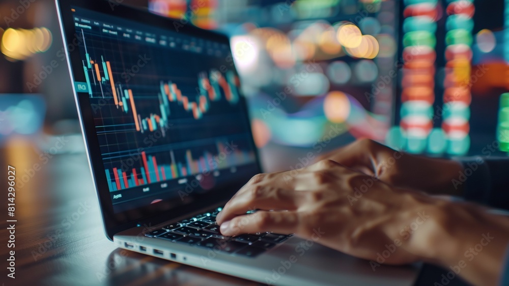 businessman working on laptop keyboard and digital increase graph , forex currency businessman working on laptop keyboard and digital increase graph , forex currency