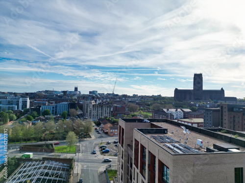 High Angle View of Modern British City Centre of Liverpool,  The Maritime city in northwest England, United Kingdom. May 5th, 2024 photo