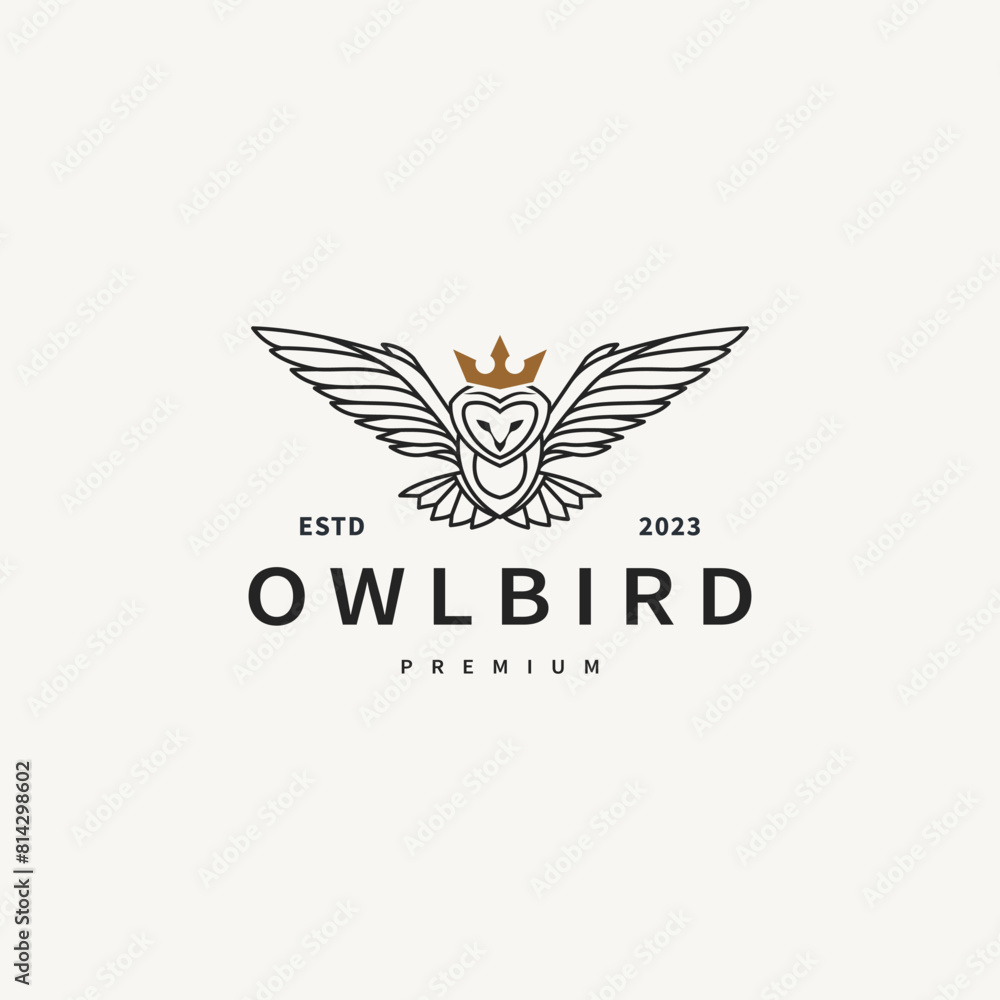 Owl bird vintage logo design illustration 2