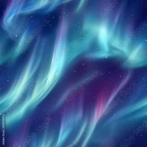 Bright glowing aurora borealis in the night sky, seamless pattern