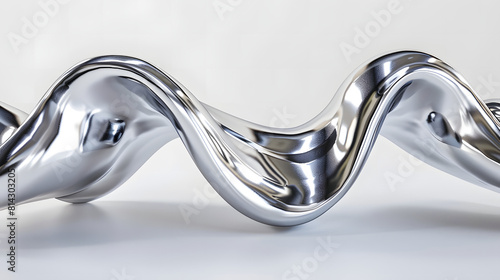 shiny silver curved 3D waves, for an abstract 3D background