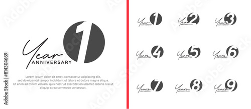 anniversary logo style set with red and black color can be use for celebration moment photo