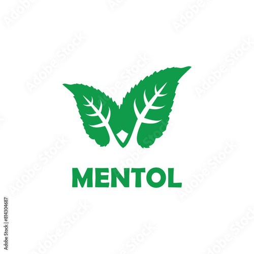 logo design vector green mint leaves