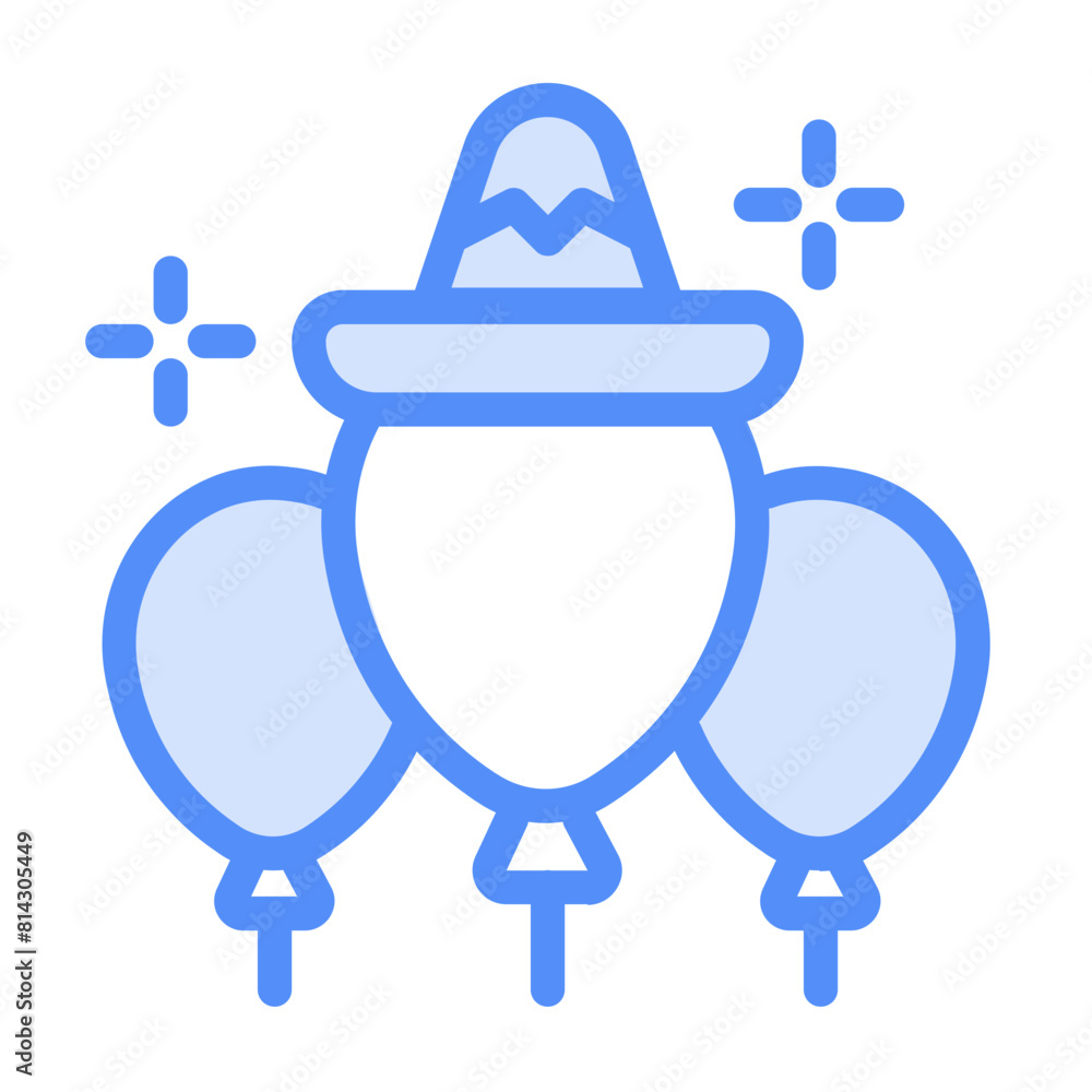 Balloon Icon With Lineal Color Style 