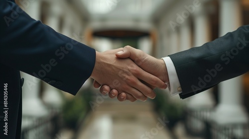 Businessmen making handshakes with partner, greeting, and dealing
