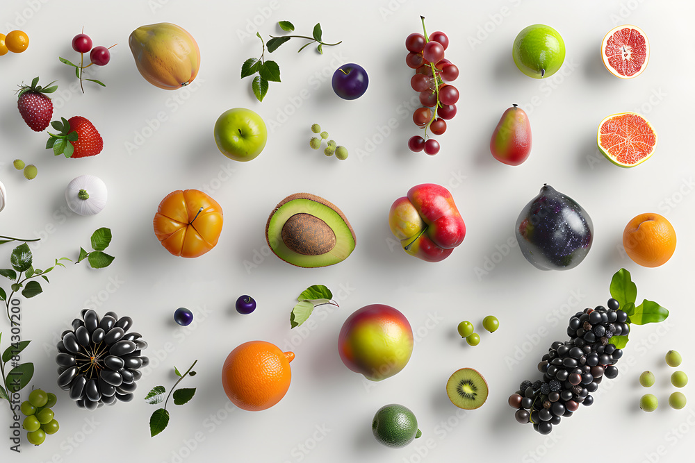 3D Realistic Mixed Fruits on white background. And AI generate mixed fruits arranged in a visually appealing way on a plain white background. Consider the placement of each fruit to create a balanced. 3D Realistic Mixed Fruits on white background. And AI generate mixed fruits arranged in a visually appealing way on a plain white background. Consider the placement of each fruit to create a balanced.