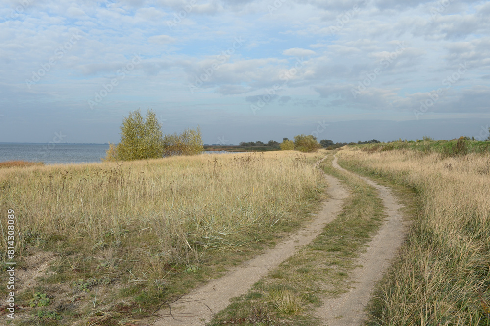 The road along the shore of the Curonian Lagoon. Kaliningrad region The road along the shore of the Curonian Lagoon. Kaliningrad region