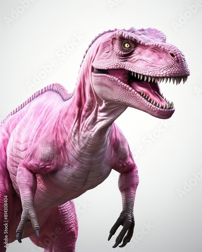 Realistic rendering of a pink TRex  detailed textures  dicut style  single object isolated against a pure white background