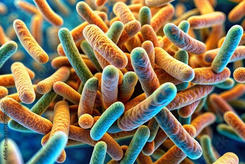 Bacteria Lactobacillus, lactic acid bacteria which are part of normal flora of human intestine and are used as probiotics and in yoghurt production